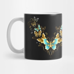Symmetrical Pattern of Golden Butterflies ( Gold butterflies ) Mug